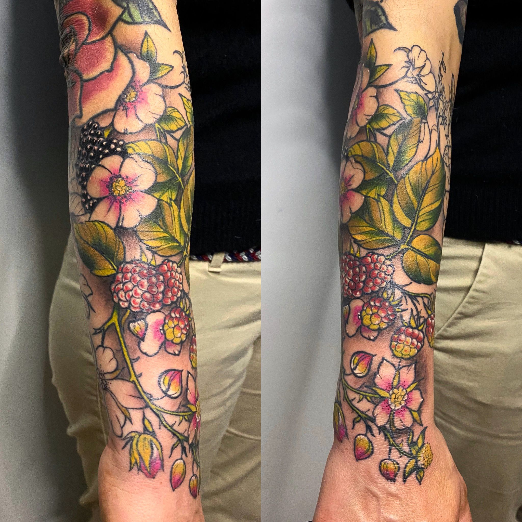 tatouage fleurs couleurs